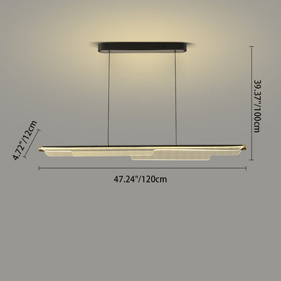 Lustre rectangulaire à LED en ligne en fer, aluminium et acrylique de simplicité moderne pour salle à manger 