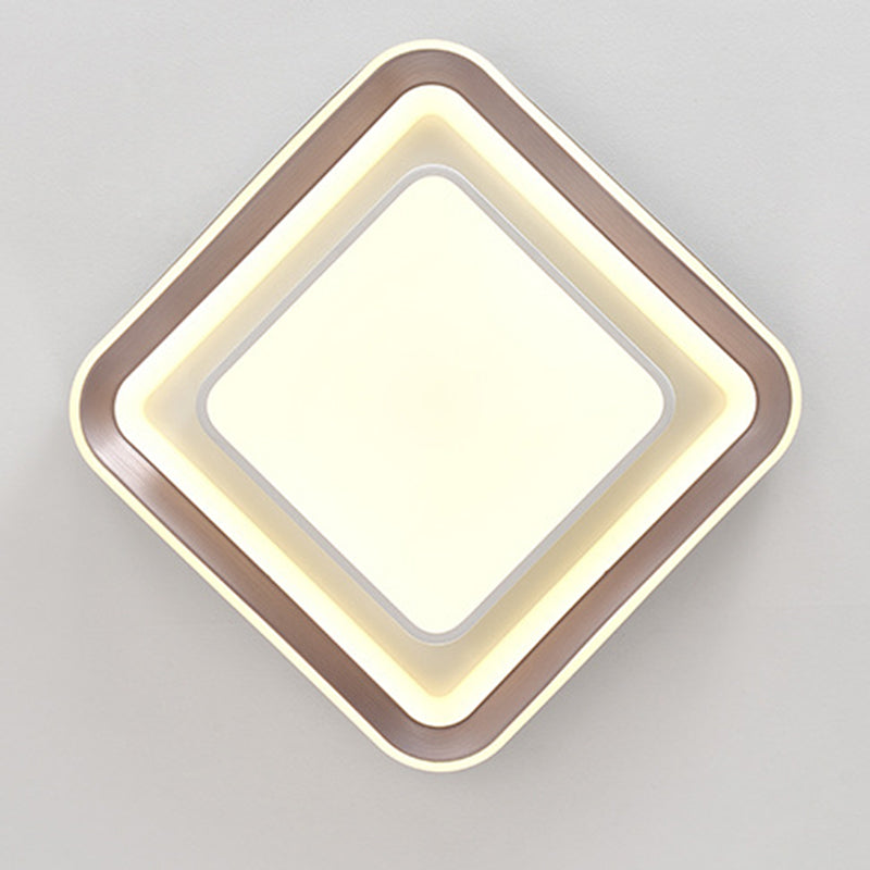 Plafonnier LED en fer acrylique rectangulaire rond carré à montage affleurant pour chambre à coucher 