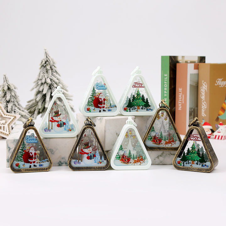 Moderne Art Deco Batterie Kunststoff Glas Dreieck Weihnachtsbaum Santa Dekorative LED Tischlampe Nachtlicht Für Schlafzimmer 