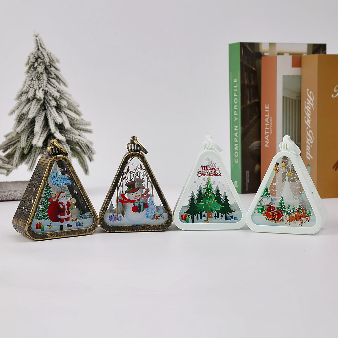 Moderne Art Deco Batterie Kunststoff Glas Dreieck Weihnachtsbaum Santa Dekorative LED Tischlampe Nachtlicht Für Schlafzimmer 
