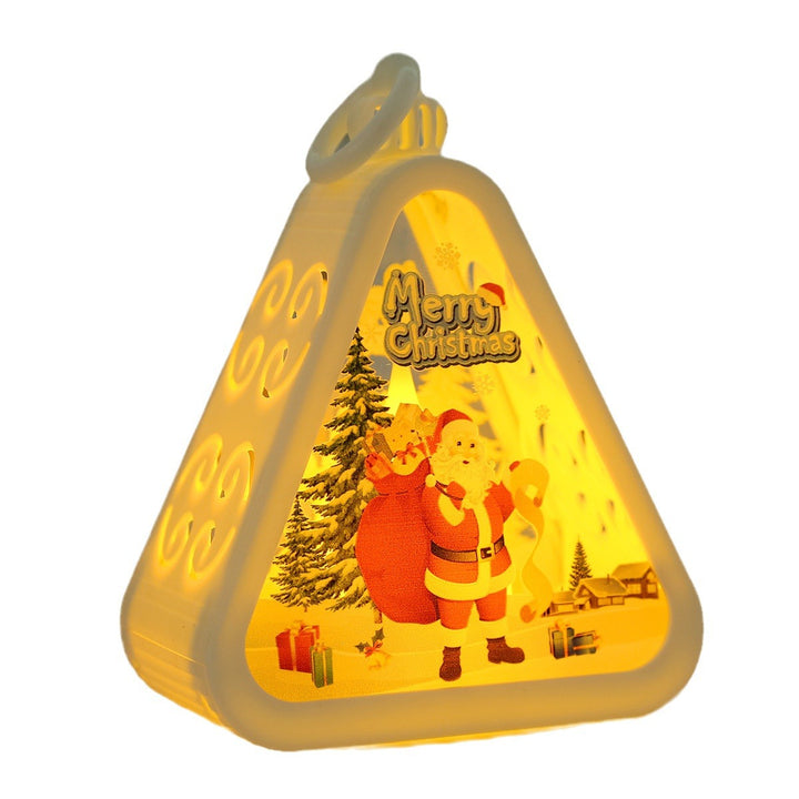 Moderne Art Deco Batterie Kunststoff Glas Dreieck Weihnachtsbaum Santa Dekorative LED Tischlampe Nachtlicht Für Schlafzimmer 