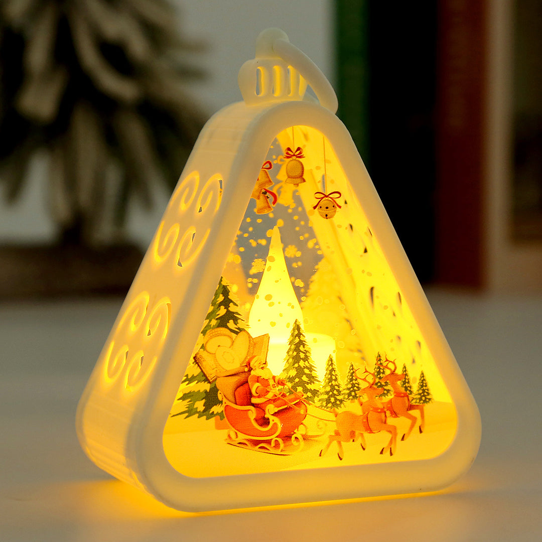 Moderne Art Deco Batterie Kunststoff Glas Dreieck Weihnachtsbaum Santa Dekorative LED Tischlampe Nachtlicht Für Schlafzimmer 