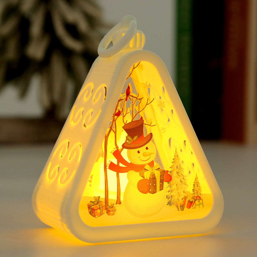 Moderne Art Deco Batterie Kunststoff Glas Dreieck Weihnachtsbaum Santa Dekorative LED Tischlampe Nachtlicht Für Schlafzimmer 