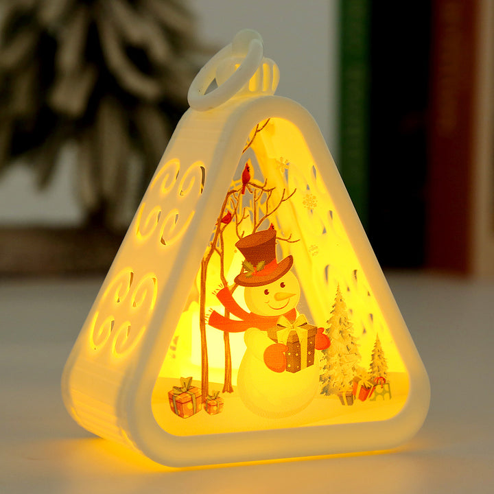 Moderne Art Deco Batterie Kunststoff Glas Dreieck Weihnachtsbaum Santa Dekorative LED Tischlampe Nachtlicht Für Schlafzimmer 
