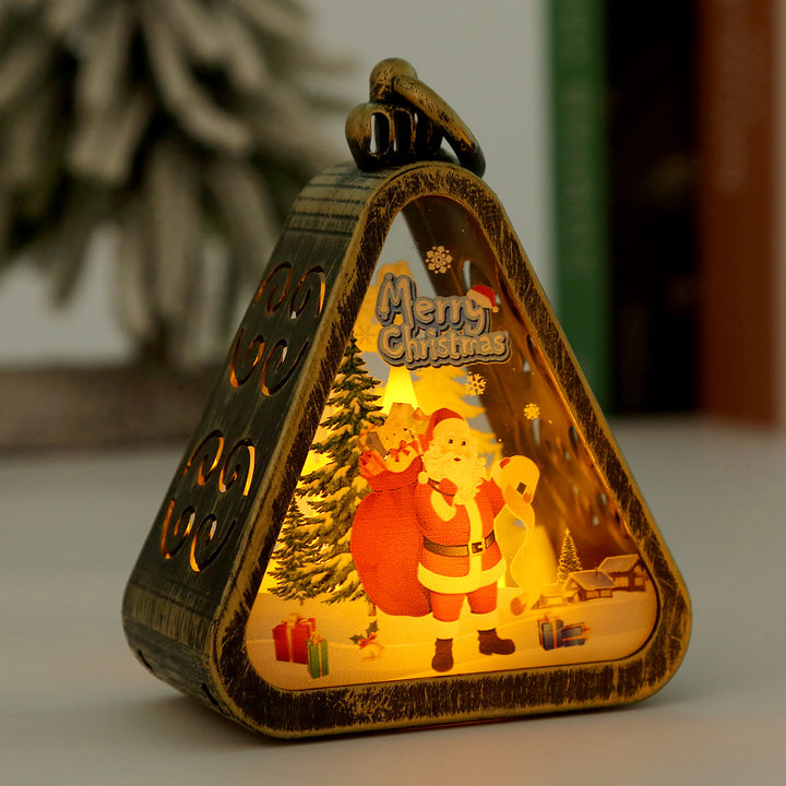 Moderne Art Deco Batterie Kunststoff Glas Dreieck Weihnachtsbaum Santa Dekorative LED Tischlampe Nachtlicht Für Schlafzimmer 
