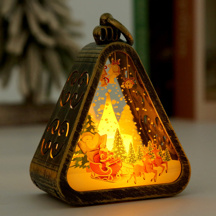 Moderne Art Deco Batterie Kunststoff Glas Dreieck Weihnachtsbaum Santa Dekorative LED Tischlampe Nachtlicht Für Schlafzimmer 