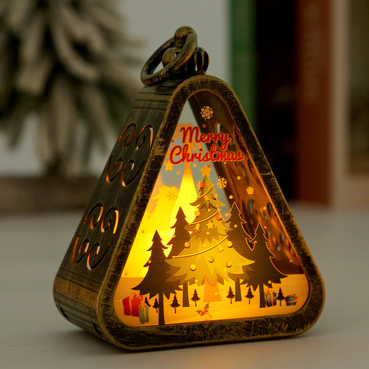 Moderne Art Deco Batterie Kunststoff Glas Dreieck Weihnachtsbaum Santa Dekorative LED Tischlampe Nachtlicht Für Schlafzimmer 