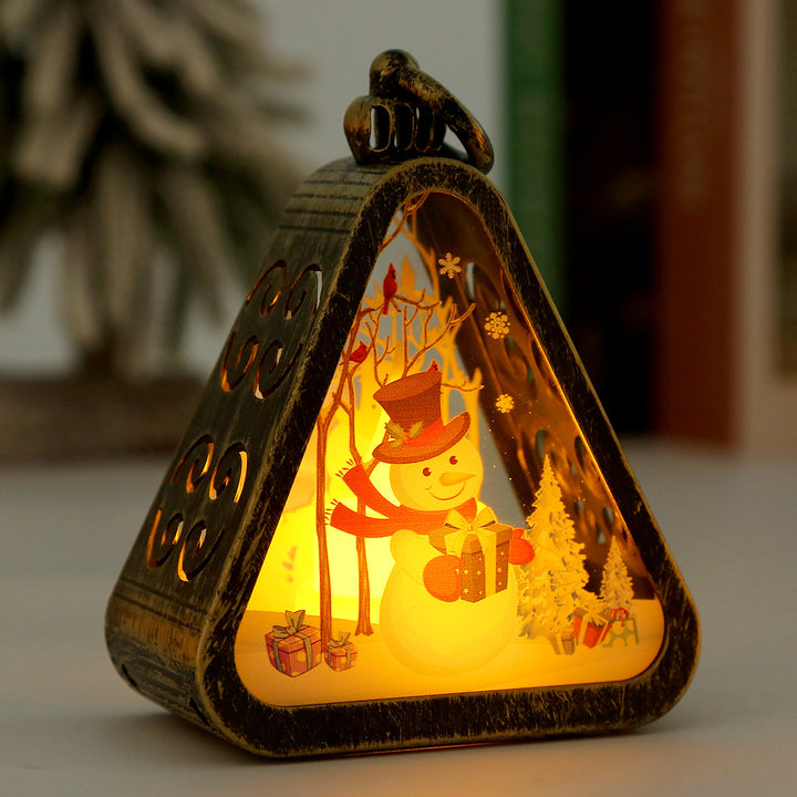 Moderne Art Deco Batterie Kunststoff Glas Dreieck Weihnachtsbaum Santa Dekorative LED Tischlampe Nachtlicht Für Schlafzimmer 