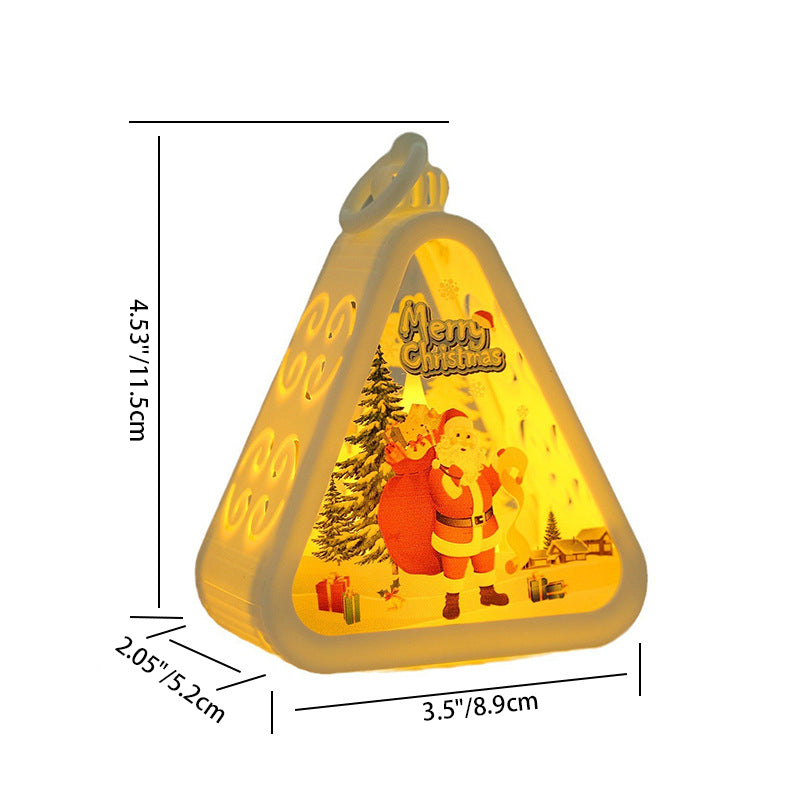 Moderne Art Deco Batterie Kunststoff Glas Dreieck Weihnachtsbaum Santa Dekorative LED Tischlampe Nachtlicht Für Schlafzimmer 