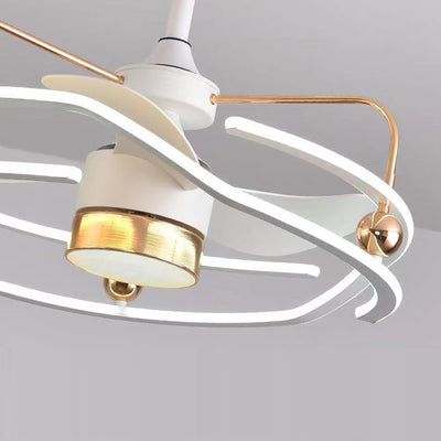 Ventilateur de plafond à LED avec tiges descendantes en fer, aluminium et acrylique nordique contemporain pour chambre 