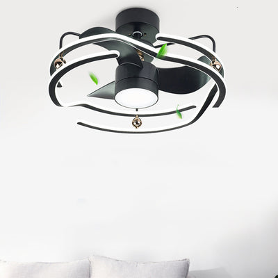 Ventilateur de plafond à LED avec tiges descendantes en fer, aluminium et acrylique nordique contemporain pour chambre 