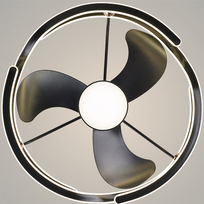 Ventilateur de plafond à LED avec tiges descendantes en fer, aluminium et acrylique nordique contemporain pour chambre 
