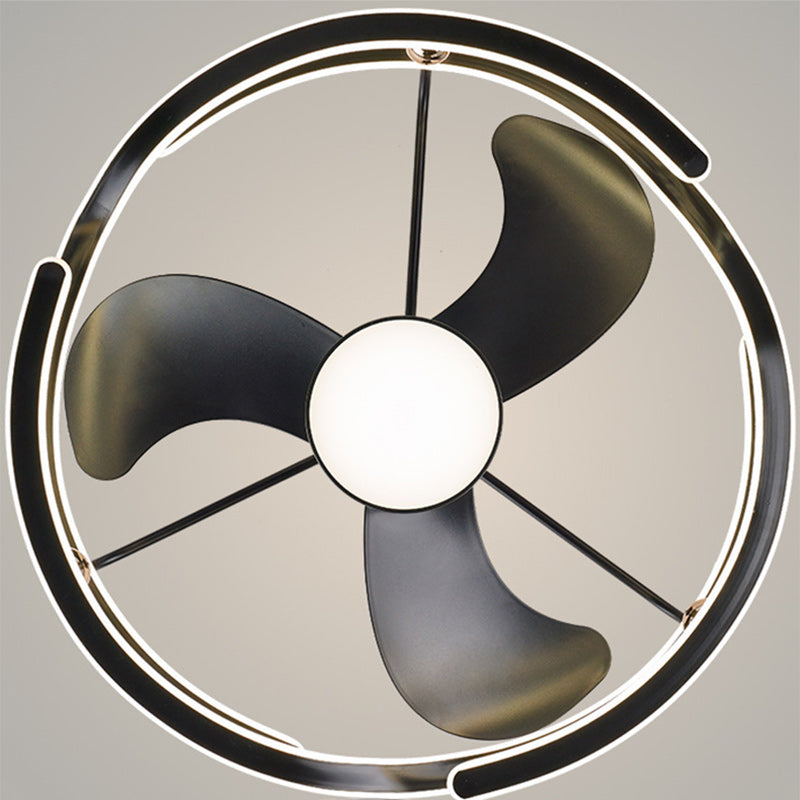 Ventilateur de plafond à LED avec tiges descendantes en fer, aluminium et acrylique nordique contemporain pour chambre 