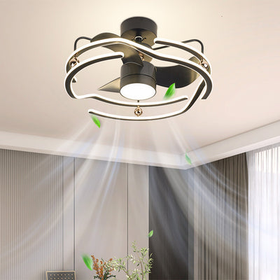 Ventilateur de plafond à LED avec tiges descendantes en fer, aluminium et acrylique nordique contemporain pour chambre 