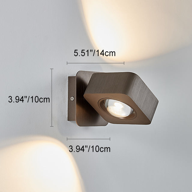 Applique Murale LED Carrée Rotative en Aluminium Minimaliste Moderne Pour Chevet 