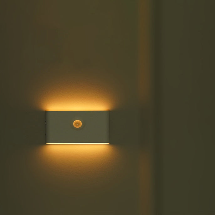 Lampe murale LED magnétique avec capteur humain rectangulaire en ABS rechargeable minimaliste moderne pour couloir 