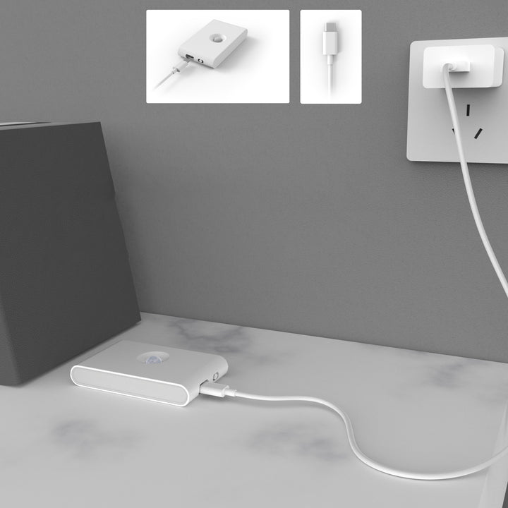 Lampe murale LED magnétique avec capteur humain rectangulaire en ABS rechargeable minimaliste moderne pour couloir 