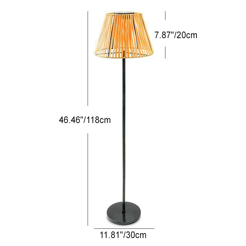 Lampe de sol extérieure à LED en ABS avec tissage conique rechargeable solaire étanche traditionnel japonais pour jardin 