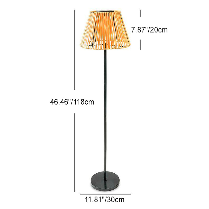 Lampe de sol extérieure à LED en ABS avec tissage conique rechargeable solaire étanche traditionnel japonais pour jardin 