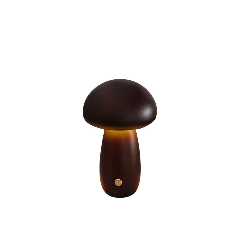 Lampe de Table LED Champignon en Bois Massif Rechargeable Scandinave Contemporaine Veilleuse pour Chevet 