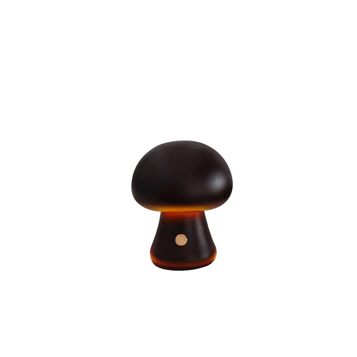 Lampe de Table LED Champignon en Bois Massif Rechargeable Scandinave Contemporaine Veilleuse pour Chevet 