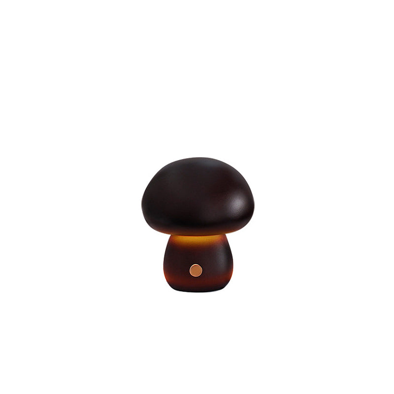 Lampe de Table LED Champignon en Bois Massif Rechargeable Scandinave Contemporaine Veilleuse pour Chevet 