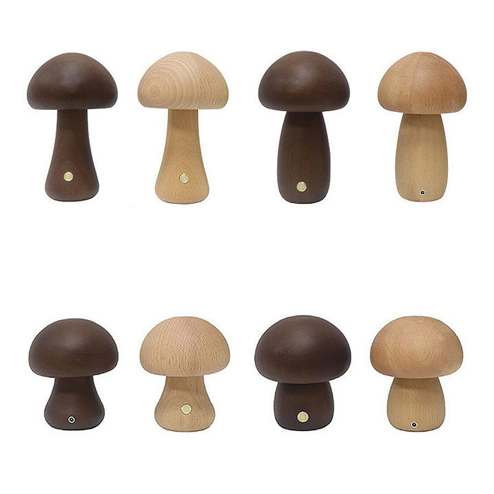 Lampe de Table LED Champignon en Bois Massif Rechargeable Scandinave Contemporaine Veilleuse pour Chevet 