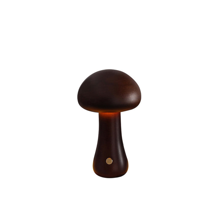 Lampe de Table LED Champignon en Bois Massif Rechargeable Scandinave Contemporaine Veilleuse pour Chevet 