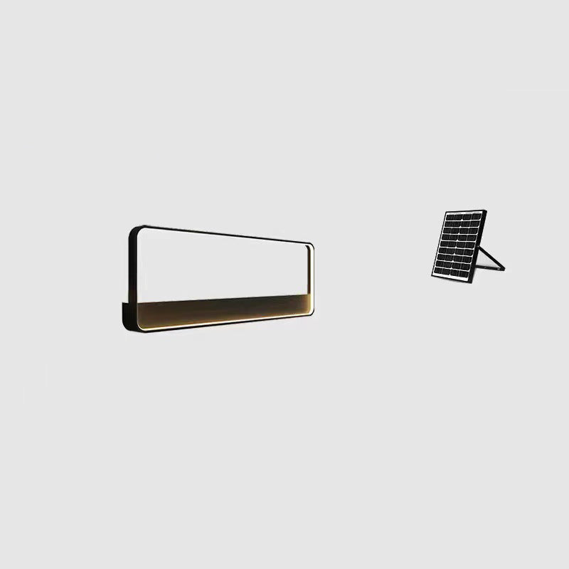 Moderne minimalistische solarbetriebene wasserdichte Wandleuchte aus Edelstahl und Aluminium mit quadratischem rechteckigem LED-Design für den Garten 
