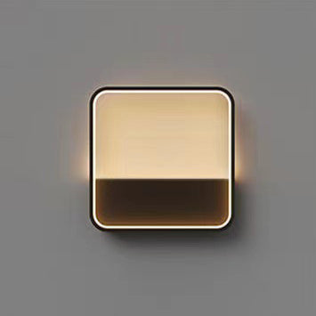 Moderne minimalistische solarbetriebene wasserdichte Wandleuchte aus Edelstahl und Aluminium mit quadratischem rechteckigem LED-Design für den Garten 