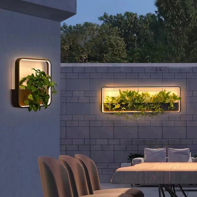 Moderne minimalistische solarbetriebene wasserdichte Wandleuchte aus Edelstahl und Aluminium mit quadratischem rechteckigem LED-Design für den Garten 
