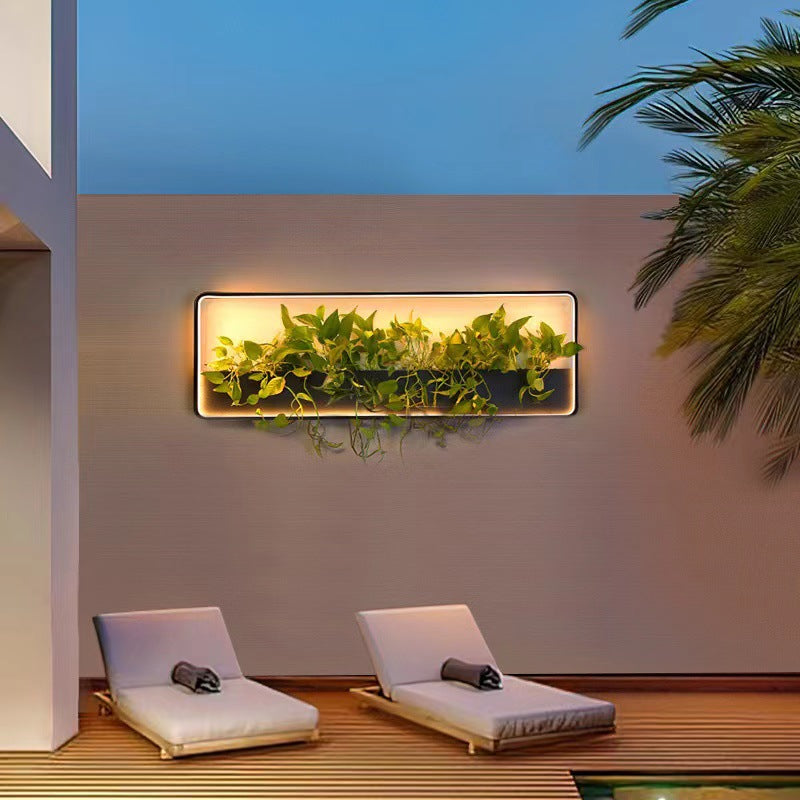 Moderne minimalistische solarbetriebene wasserdichte Wandleuchte aus Edelstahl und Aluminium mit quadratischem rechteckigem LED-Design für den Garten 
