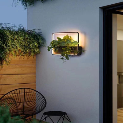 Moderne minimalistische solarbetriebene wasserdichte Wandleuchte aus Edelstahl und Aluminium mit quadratischem rechteckigem LED-Design für den Garten 