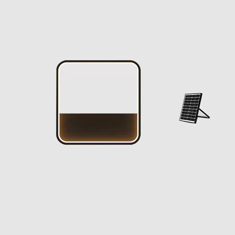 Moderne minimalistische solarbetriebene wasserdichte Wandleuchte aus Edelstahl und Aluminium mit quadratischem rechteckigem LED-Design für den Garten 