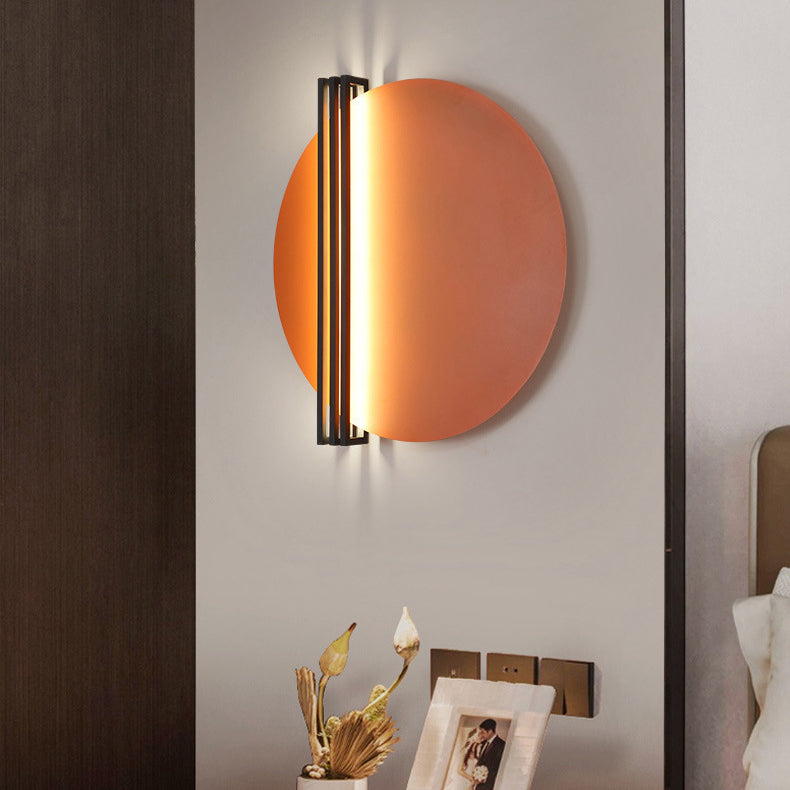 Applique murale LED contemporaine scandinave en fer et aluminium à rayures rondes pour salon 