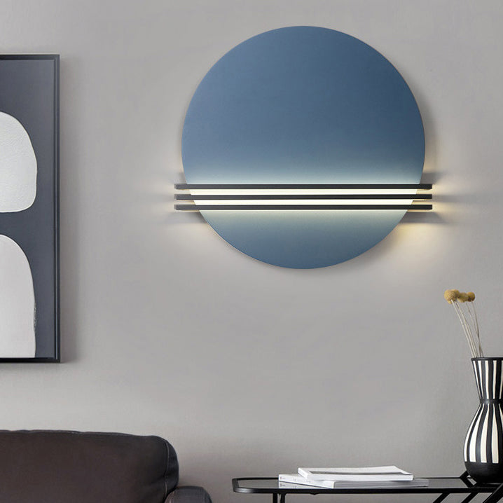 Applique murale LED contemporaine scandinave en fer et aluminium à rayures rondes pour salon 
