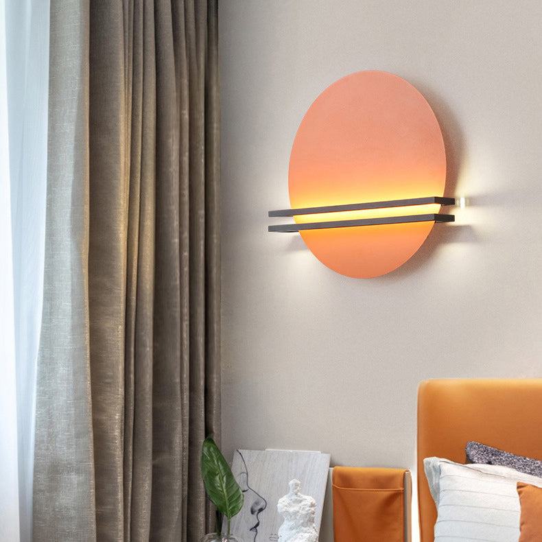 Applique murale LED contemporaine scandinave en fer et aluminium à rayures rondes pour salon 