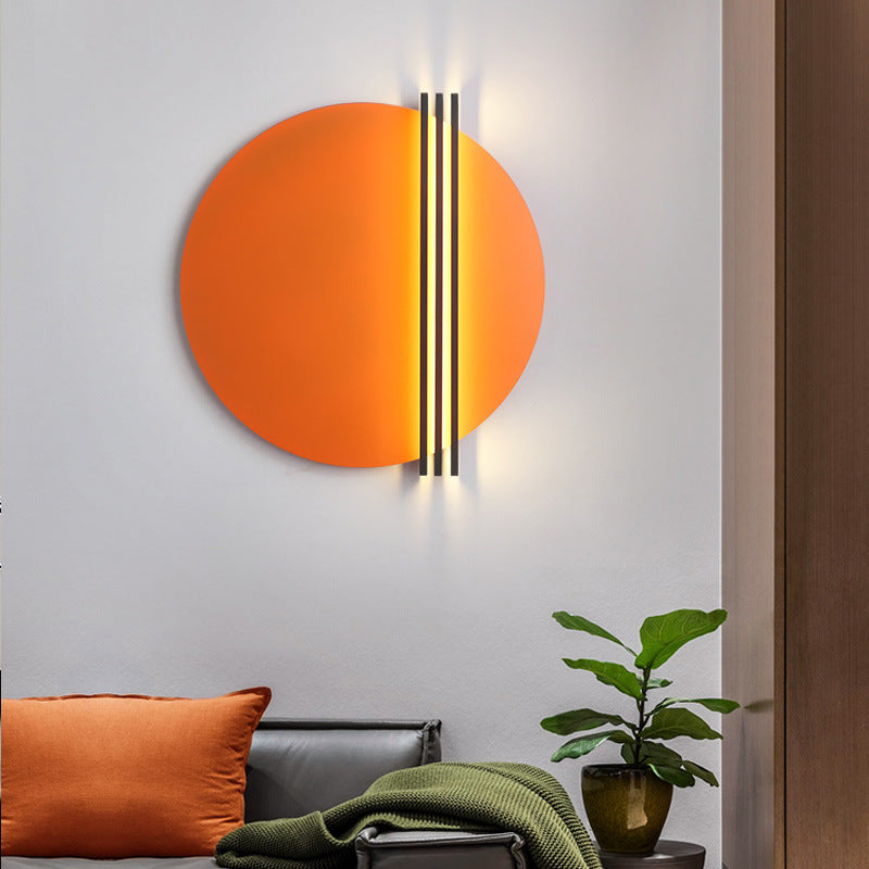 Applique murale LED contemporaine scandinave en fer et aluminium à rayures rondes pour salon 