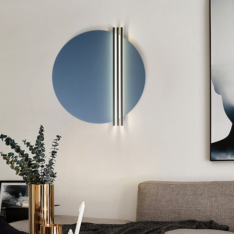 Applique murale LED contemporaine scandinave en fer et aluminium à rayures rondes pour salon 