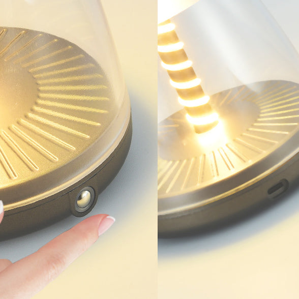 Lámpara de mesa LED cilíndrica portátil de ABS acrílico recargable contemporánea escandinava para dormitorio 
