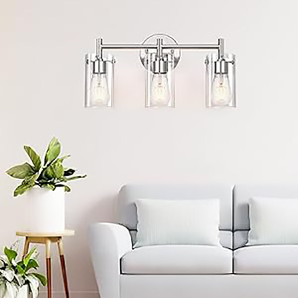 Cylindre en verre métallique industriel contemporain 3 lumières applique murale lampe pour salle de bain 