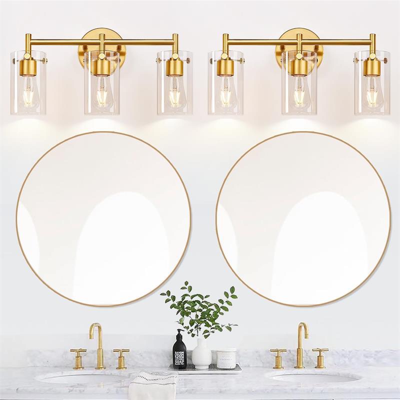 Zeitgenössische industrielle Metallglaszylinder 3-Licht-Wandlampe Schminklicht für Badezimmer 