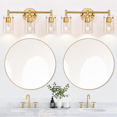 Cylindre en verre métallique industriel contemporain 3 lumières applique murale lampe pour salle de bain 