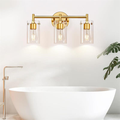 Cylindre en verre métallique industriel contemporain 3 lumières applique murale lampe pour salle de bain 