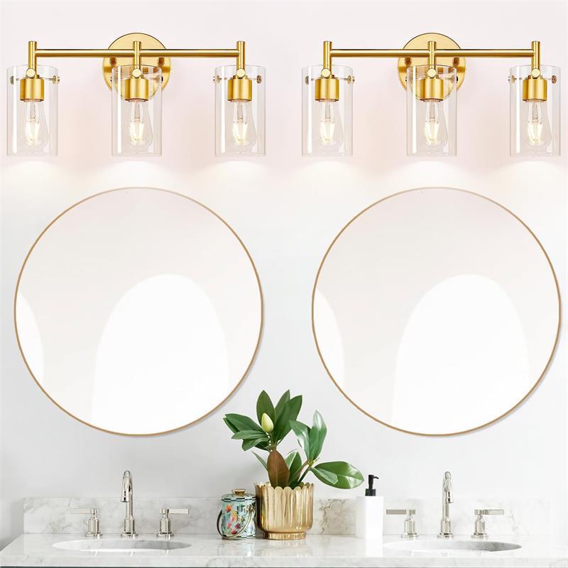 Cylindre en verre métallique industriel contemporain 3 lumières applique murale lampe pour salle de bain 