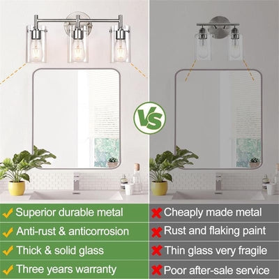 Cylindre en verre métallique industriel contemporain 3 lumières applique murale lampe pour salle de bain 