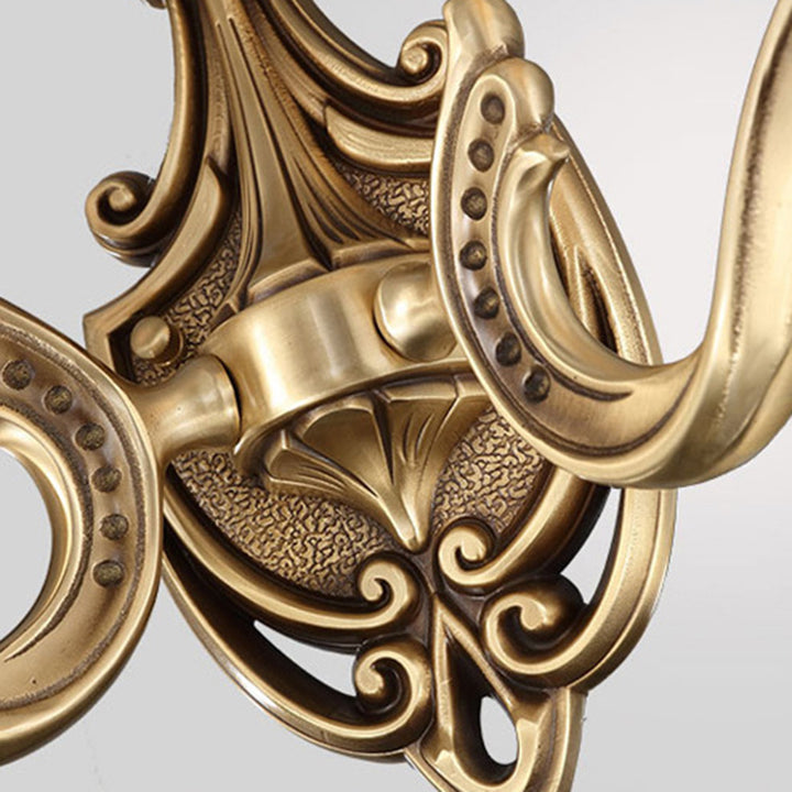 Applique Murale Traditionnelle Européenne en Verre et Cuivre avec Cloche Florale 1/2 Lumière pour Chevet 