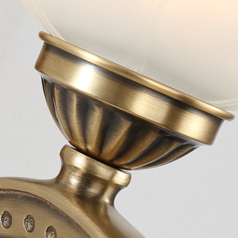 Applique Murale Traditionnelle Européenne en Verre et Cuivre avec Cloche Florale 1/2 Lumière pour Chevet 