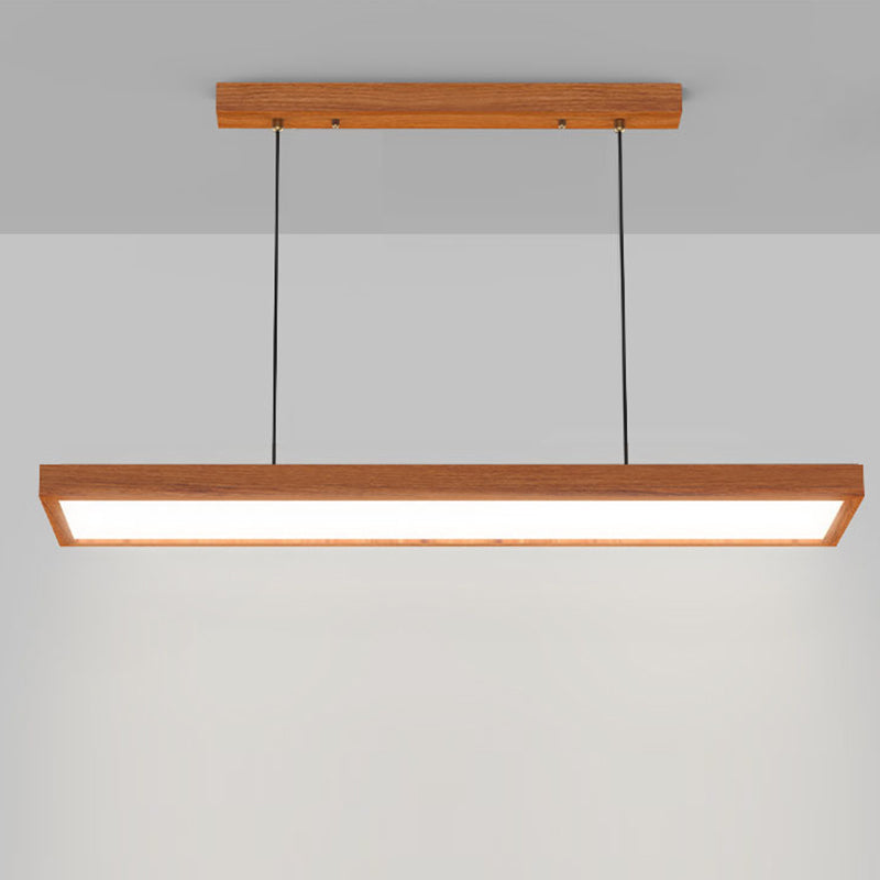 Zeitgenössische nordische Holz-Acryl-Rechteck-LED-Kronleuchter für das Esszimmer 