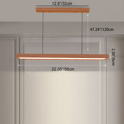 Zeitgenössische nordische Holz-Acryl-Rechteck-LED-Kronleuchter für das Esszimmer 